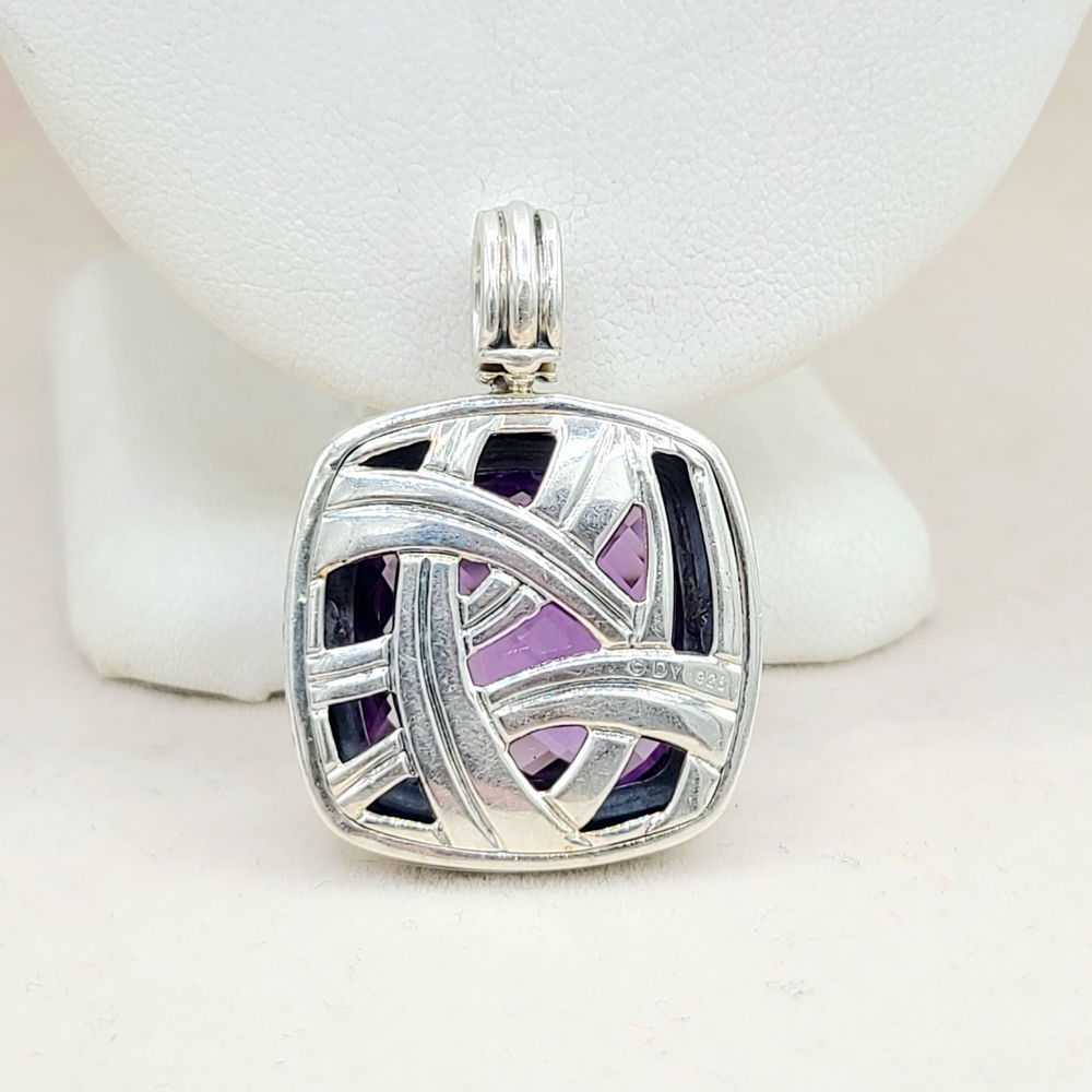 David Yurman Albion 20mm Amethyst Pendant Enhancer  - Picture 2 of 7